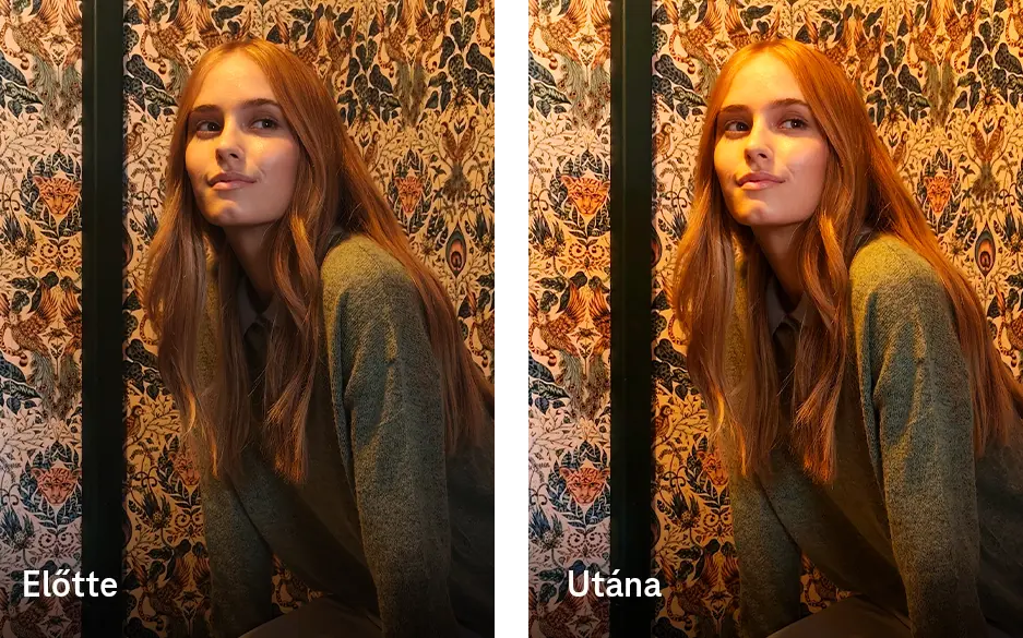 Portrékép, előtte-utána AI Beautify összehasonlítás