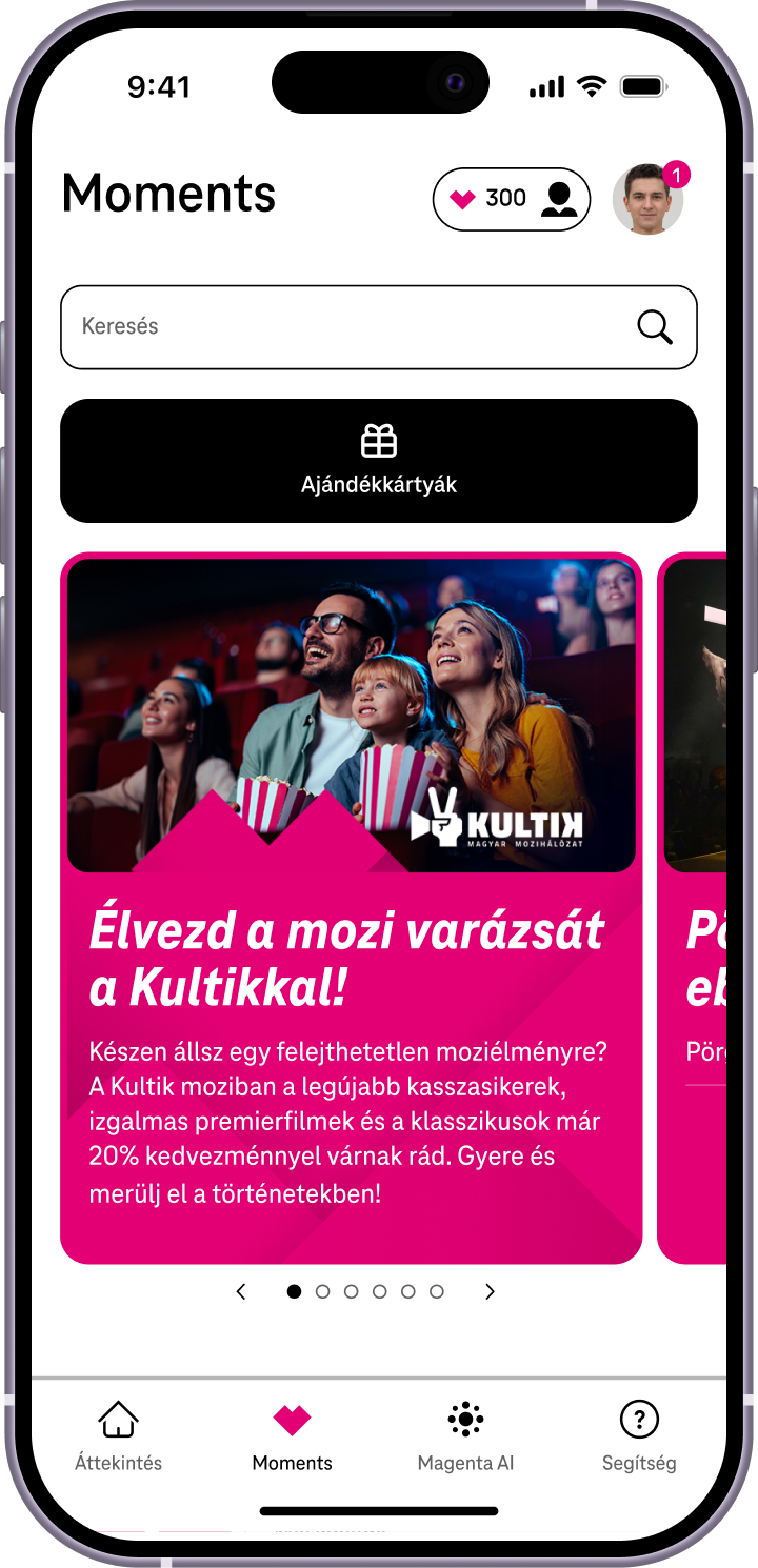 Telekom alkalmazás egy mobiltelefon kijelzőjén